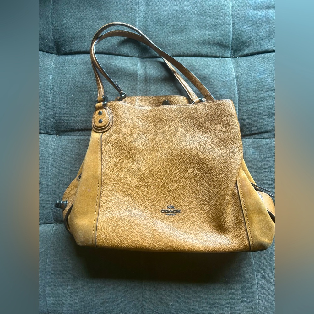 Coach Edie 59500 leather shoulder bag - suede trim